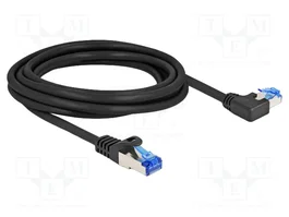 DeLOCK Cable de red RJ45 Cat.6A S/FTP 3 m Negro Recto/Acodado Izquierda
