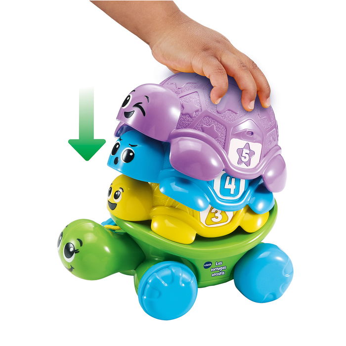 V-Tech Tortuga de Arrastre Apilables de Colores 80-609322 - Juguete Educativo para Bebés +12 Meses