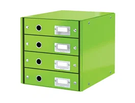 Leitz - Fichero Click&Store 4 Cajones Sobremesa, Verde, Cartón Reciclado Plegable, para A4 (290x283x360 mm)