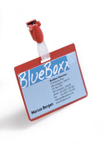 Durable 8106-03 Caja de 25 Identificadores con Pinza Rojo 60x90 mm