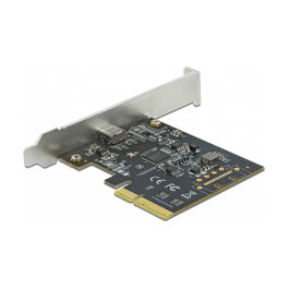 DeLOCK Tarjeta PCIe x4 a USB-C Externa USB 3.2 Gen 2x2 20 Gbps, Tipo-C Hembra, PCI Express 3.0, Perfil Bajo, Acero Inoxidable, para PC