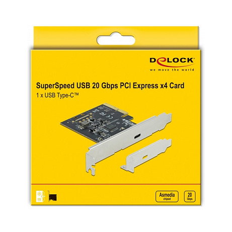DeLOCK Tarjeta PCIe x4 a USB-C Externa USB 3.2 Gen 2x2 20 Gbps, Tipo-C Hembra, PCI Express 3.0, Perfil Bajo, Acero Inoxidable, para PC DeLOCK Tarjeta PCIe x4 a USB-C Externa USB 3.2 Gen 2x2 20 Gbps, Tipo-C Hembra, PCI Express 3.0, Perfil Bajo, Acero Inoxidable, para PC
