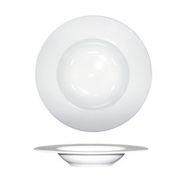Costa Verde Plato Gourmet Hondo de Porcelana Blanco - Plato hondo 25 cm, diámetro 25 cm (Set de 4)