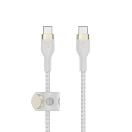 Belkin BOOST↑CHARGE PRO Flex Cable USB-C a USB-C, 2 m, USB 2.0, Blanco, para carga y sincronización