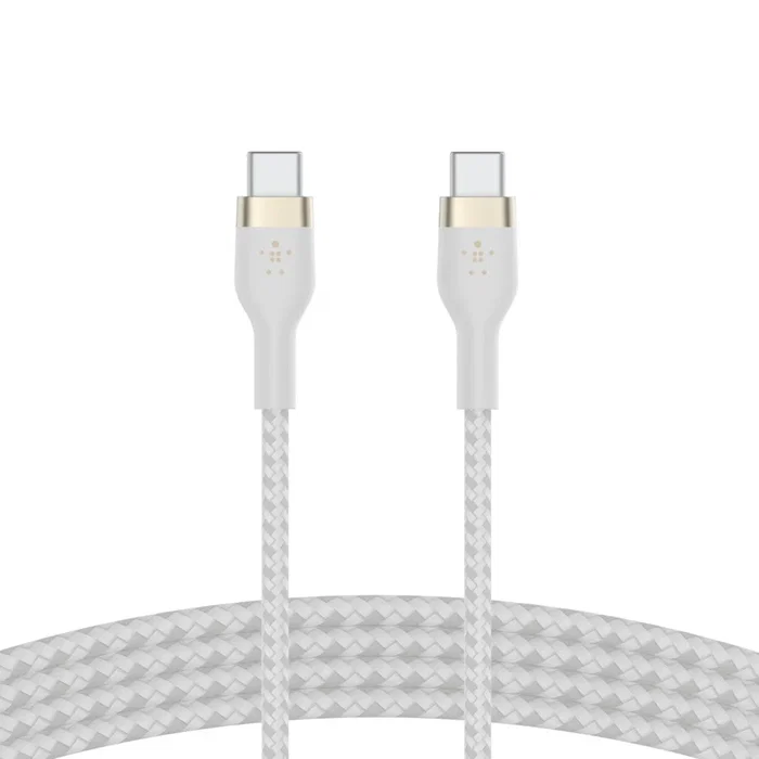 Belkin BOOST↑CHARGE PRO Flex Cable USB-C a USB-C, 2 m, USB 2.0, Blanco, para carga y sincronización