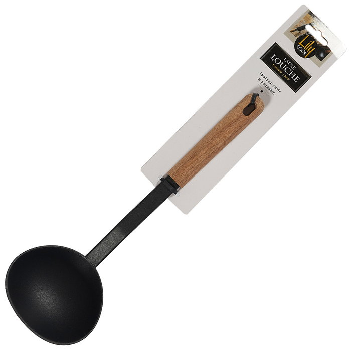 Lily Cook Cucharón PBT con Mango de Acacia para Servir Preparaciones Calientes, 31x10 cm