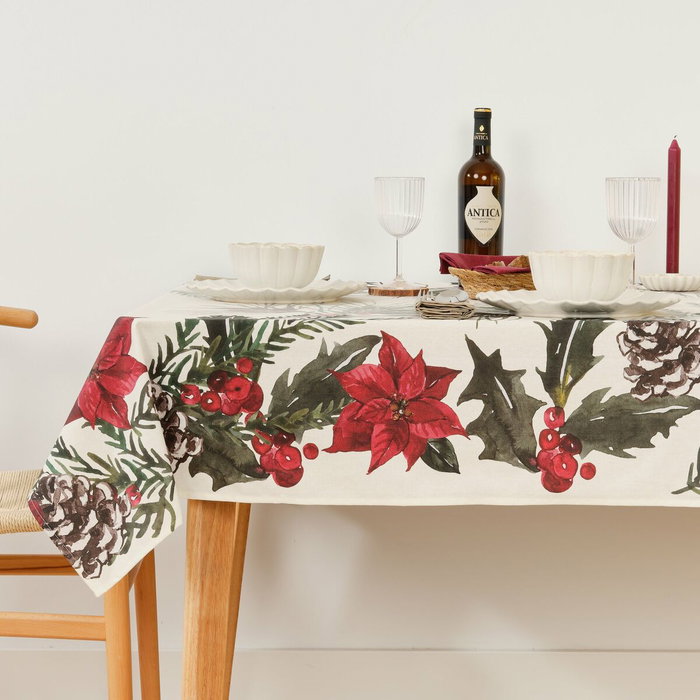 Mantel resinado antimanchas Belum Christmas Flowers 100 x 140 cm Mantel resinado antimanchas Belum Christmas Flowers 100 x 140 cm