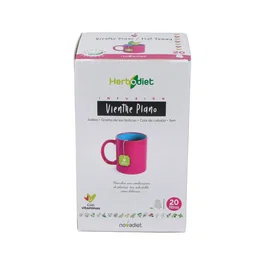 NOVADIET Herbodiet Infusión Vientre Plano - 20 Filtros - Complemento Alimenticio con Vitaminas y Plantas (Vainas de Judía, Grama, Cola de Caballo)