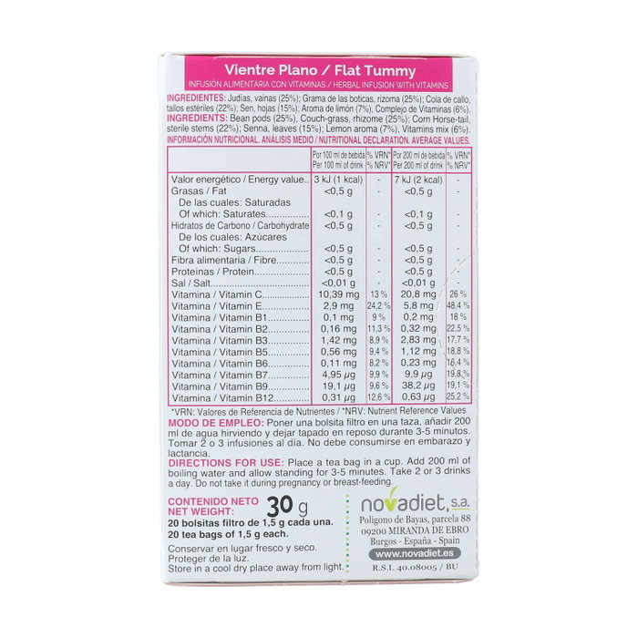 Nova Diet Herbodiet Infusión Vientre Plano 20 bolsitas filtro Nova Diet Herbodiet Infusión Vientre Plano 20 bolsitas filtro