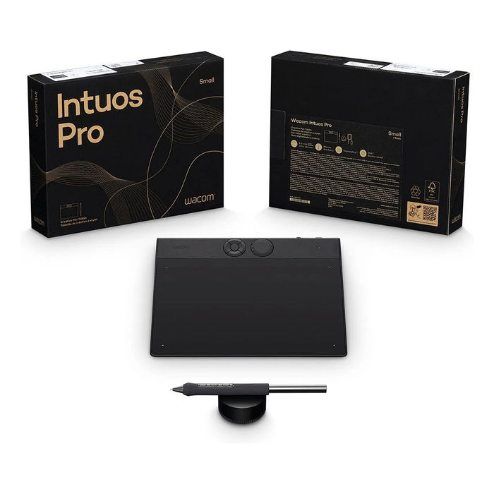 Wacom Intuos PRO PEN TABLET SMALL Tableta Gráfica Profesional 187 x 105 mm USB/Bluetooth Pluma 8192 Niveles de Presión Color Negro