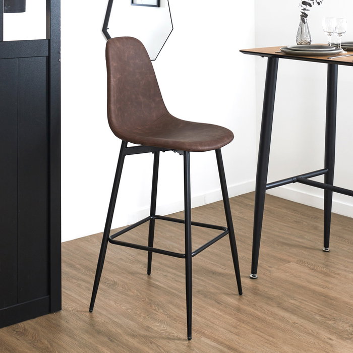 Home Deco Factory Taburete Bar Industriel Marrón 46x53.5 cm; h.106 cm; Altura Asiento: 70 cm