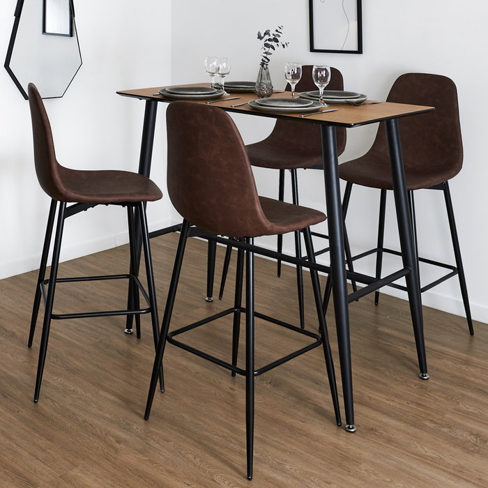 Home Deco Factory Taburete Bar Industriel Marrón 46x53.5 cm; h.106 cm; Altura Asiento: 70 cm