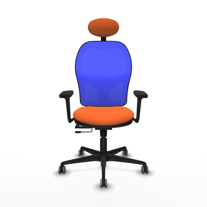 PIQUERAS Y CRESPO Silla de oficina Jorquera con mecanismo Sincro/Traslack, Tela Naranja y Malla Azul