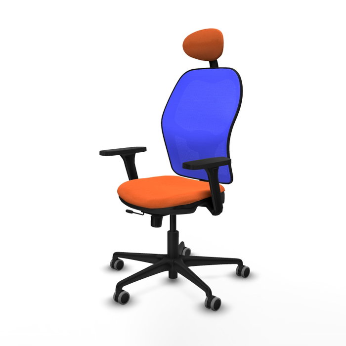 PIQUERAS Y CRESPO Silla de oficina Jorquera con mecanismo Sincro/Traslack, Tela Naranja y Malla Azul