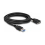 DeLOCK Cable USB 3.0 Tipo A a Micro-B con tornillos, 3 m, Negro