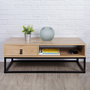 Home Deco Factory Mesa Baja Cajón Abbott Industriel Madera Metal 100x50x36 cm
