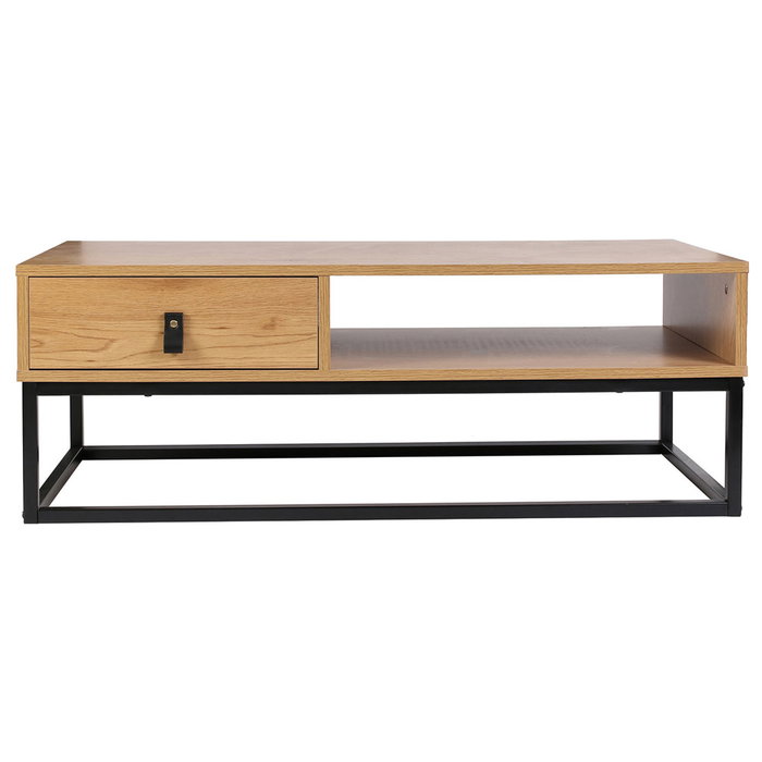 Home Deco Factory Mesa Baja Cajón Abbott Industriel Madera Metal 100x50x36 cm