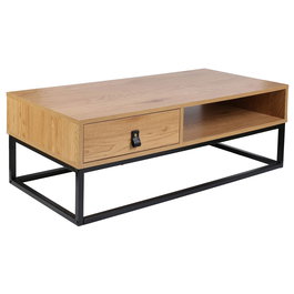 Home Deco Factory Mesa Baja Cajón Abbott Industriel Madera Metal 100x50x36 cm