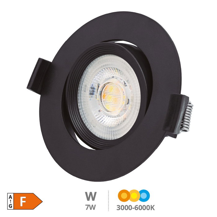 GSC Evolution Aro basculante redondo empotrable LED Gonde 7W Negro GSC Evolution Aro basculante redondo empotrable LED Gonde 7W Negro