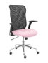 PIQUERAS Y CRESPO Silla Minaya con mecanismo basculante, brazos abatibles, respaldo de malla negro y asiento rosa