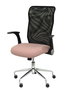 Silla de oficina Minaya con mecanismo Basculante tapizada con Tela color Rosa y malla color Negro. Equipada con Base cromada, Brazos abatibles y Ruedas de nailon 50 mm
