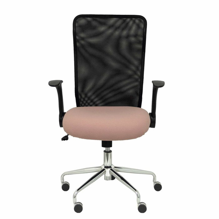 PIQUERAS Y CRESPO Silla Minaya con mecanismo basculante, brazos abatibles, respaldo de malla negro y asiento rosa PIQUERAS Y CRESPO Silla Minaya con mecanismo basculante, brazos abatibles, respaldo de malla negro y asiento rosa