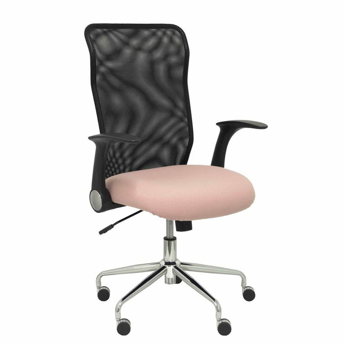 PIQUERAS Y CRESPO Silla Minaya con mecanismo basculante, brazos abatibles, respaldo de malla negro y asiento rosa PIQUERAS Y CRESPO Silla Minaya con mecanismo basculante, brazos abatibles, respaldo de malla negro y asiento rosa