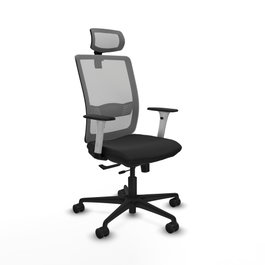 PIQUERAS Y CRESPO Silla de oficina Haches con mecanismo Sincro/Traslack, Negro y Gris
