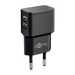 Goobay Cargador Dual USB 2,4 A Negro