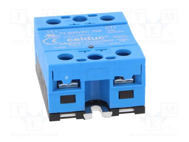 CELDUC SO9 Relé de semiconductor monofásico 35A 24-600VAC CELDUC SO9 Relé de semiconductor monofásico 35A 24-600VAC
