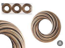 Giftdecor Set 3 Espejos Redondo Ondas Negro Dorado 77x3x26 cm con Espejos de 25.5 cm (Set de 8)