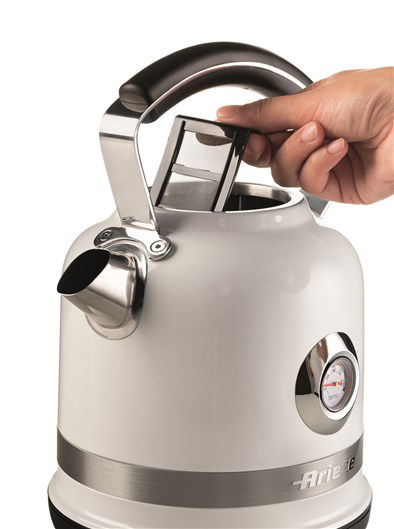 Ariete Hervidor Eléctrico Moderna 2854/01 Blanco 1.7 Litros Acero Inoxidable con Termómetro Apagado Automático
