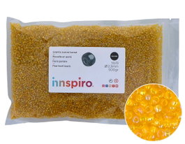 Innspiro Rocalla de vidrio redonda aurora boreale amarillo 2,3mm 500g