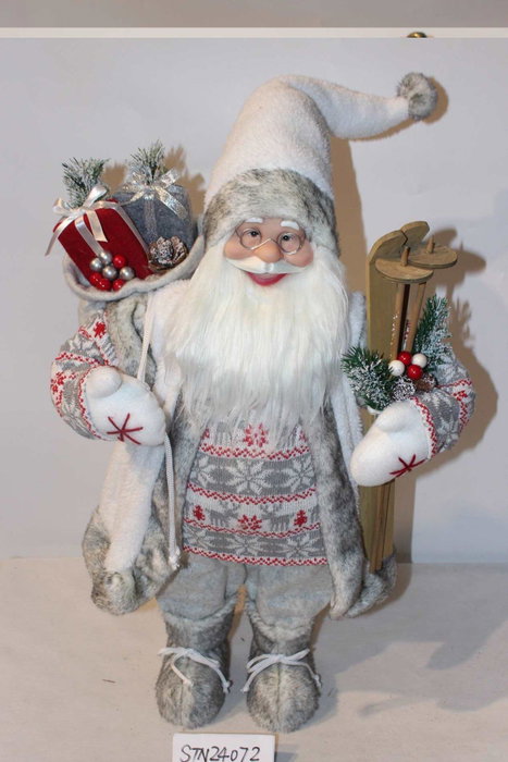 DKD Home Decor Figura de Papá Noel en Trineo Gris