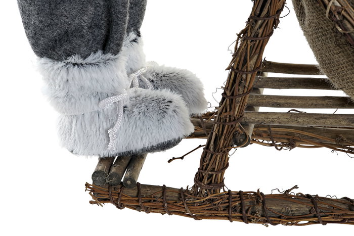DKD Home Decor Figura de Papá Noel en Trineo Gris