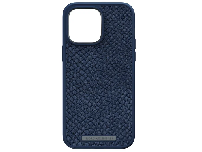 Njord byELEMENTS Funda de Cuero de Salmón con MagSafe para iPhone 14 Pro Max - Azul | Protección Militar MIL-STD-810H | Carga Inalámbrica