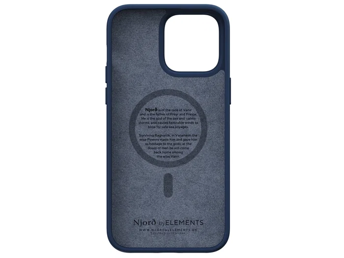 Njord byELEMENTS Funda de Cuero de Salmón con MagSafe para iPhone 14 Pro Max - Azul | Protección Militar MIL-STD-810H | Carga Inalámbrica