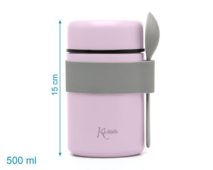 KioKids Termo Papillero Acero Inoxidable Lavanda Con Cuchara 500ml Conserva Calor Frío 12h Niños +0 Meses