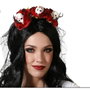 Diadema Catrina con Rosas Rojas, Calaveras y Velo Negro para Mujer Adulto