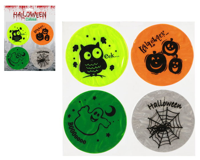 Atosa Set de 4 Platos Decorativos Halloween de 23 cm - Diseños de Búho, Fantasma, Calabazas y Telaraña Atosa Set de 4 Platos Decorativos Halloween de 23 cm - Diseños de Búho, Fantasma, Calabazas y Telaraña