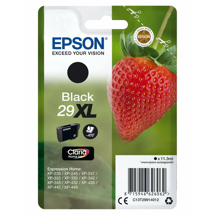 Epson Strawberry Cartucho de Tinta Negro 29XL C13T29914022 Original Alto Rendimiento (XL) Alta Capacidad Epson Strawberry Cartucho de Tinta Negro 29XL C13T29914022 Original Alto Rendimiento (XL) Alta Capacidad