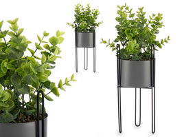 Ibergarden Planta Hoja Eucalipto Base Metal Gris 14x40x14 cm (Set de 8)