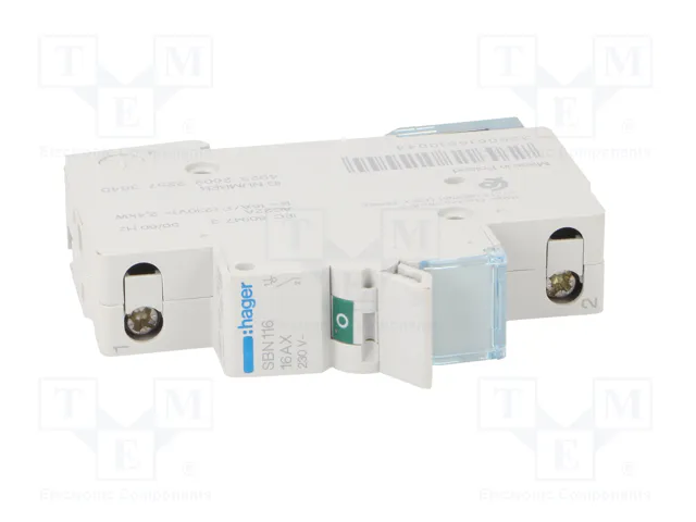 Hager SBN116 Interruptor Automático 16A 1 Polo 230VAC Hager SBN116 Interruptor Automático 16A 1 Polo 230VAC