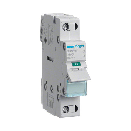 Hager Interruptor Automático 16A 1Schlieer SBN116 230VAC 1PLE Hager Interruptor Automático 16A 1Schlieer SBN116 230VAC 1PLE