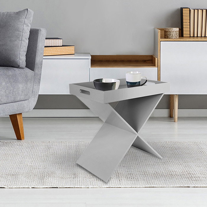 Home Deco Factory Mesa Bandeja Desmontable Gris 46x32 cm h.48,5 cm