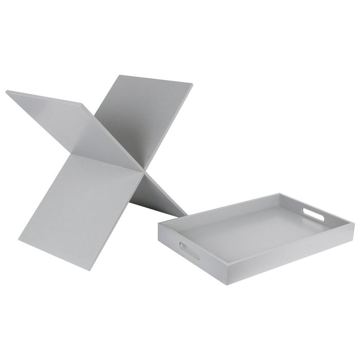 Home Deco Factory Mesa Bandeja Desmontable Gris 46x32 cm h.48,5 cm