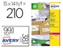 Avery Etiqueta Adhesiva Blanca Permanente Reciclada 100% Láser 99,1x38,1 mm Caja 210 Unidades