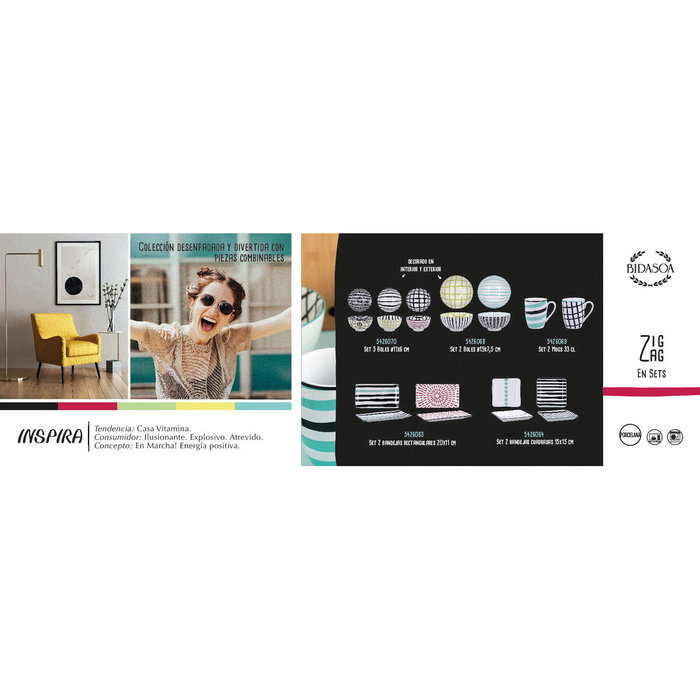 Bidasoa Set de 2 Bandejas de Porcelana Zigzag 15x15 cm Bidasoa Set de 2 Bandejas de Porcelana Zigzag 15x15 cm