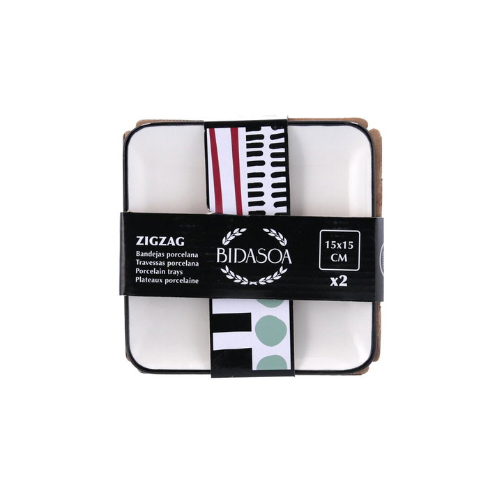 Bidasoa Set de 2 Bandejas de Porcelana Zigzag 15x15 cm Bidasoa Set de 2 Bandejas de Porcelana Zigzag 15x15 cm