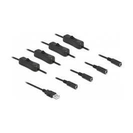 DeLOCK Cable USB Tipo-A macho a 4 x DC 5,5 x 2,1 mm hembra con interruptor, 1 m